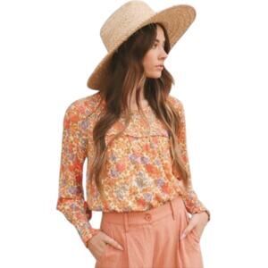 Lost + Wander Cali Dreaming Multicolor Long Sleeve Boho Blouse Size M NEW